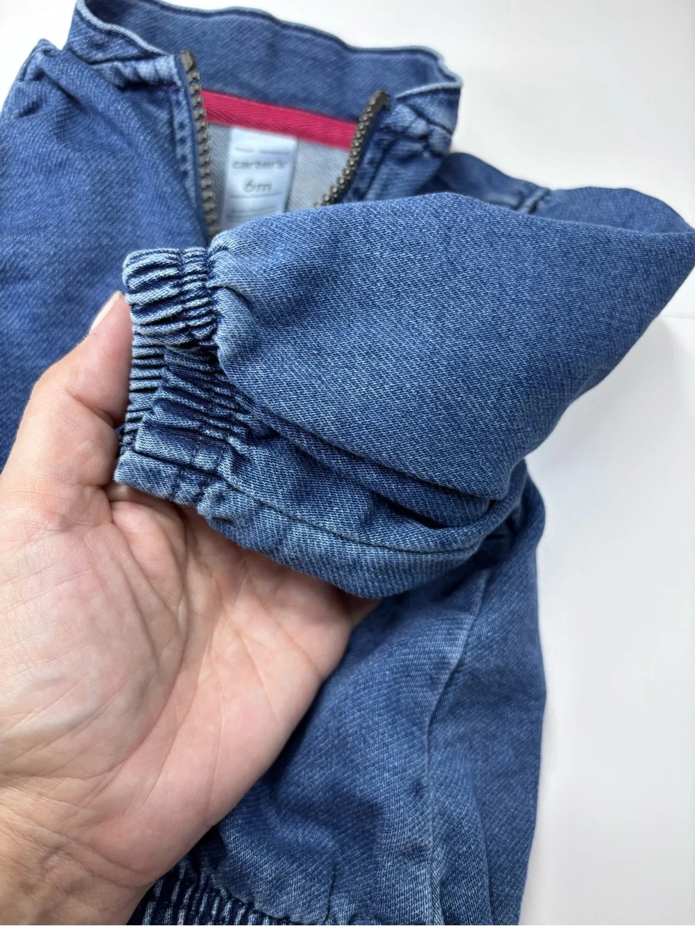 Carter's Blue Denim Jacket with Pink Rose Embroidery Size 6M